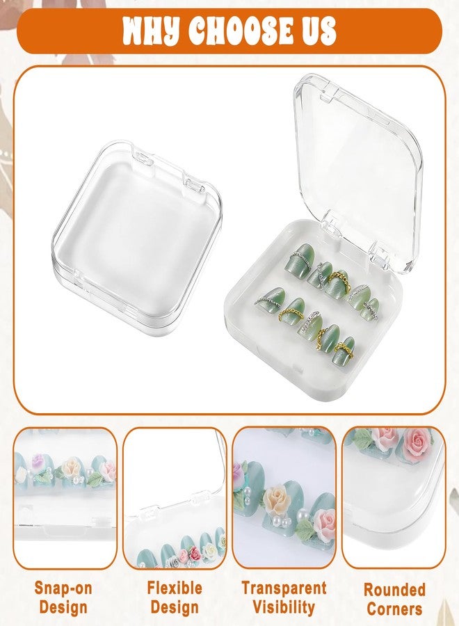 Eldraqth 4PCS Press On Nail Packaging Box Clear Press on Nail Storage Box for Manicurist with 36 Pcs Adhesive Double Sided Tape - Image 3